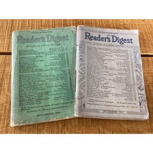Vtg Readers Digest November December 1941 WWII Era Walt Disney Back Cover 2pk